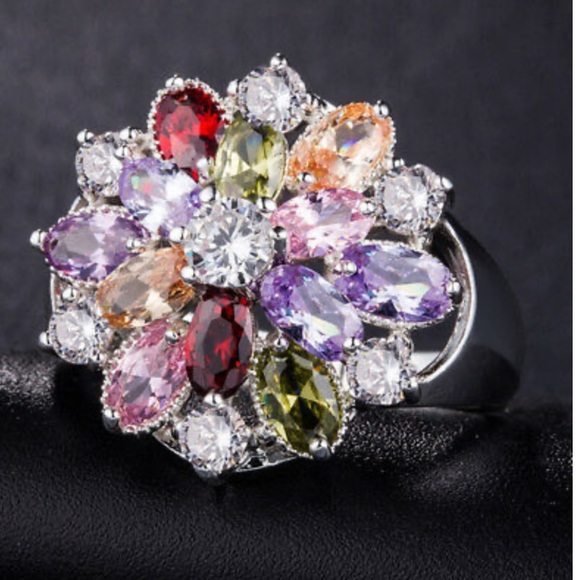 NEW 925 Sterling Silver Multicolor 🌸 Ring - Picture 6 of 6